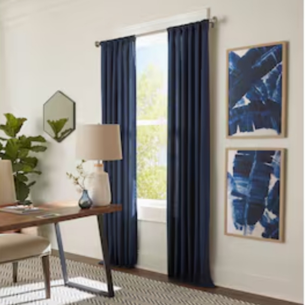 Allen + Roth Terrell Light Filtering Curtain Panel 96" - navy